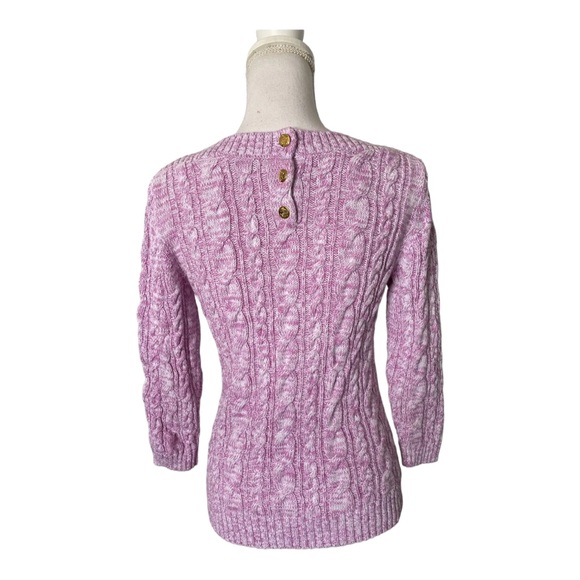 Lands End Women’s Knit Pink Tweed Sweater-top Size S 3/4 SLEEVE - Picture 6 of 8